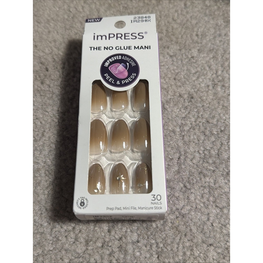 imPRESS Press-On Nails Crisp French Square Medium Acrylic IM290X NEW 30ct